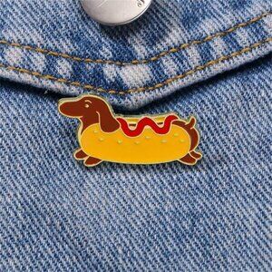 Cute Hot Dog Enamel Pin Food Custom Decorative Brooches Jewelry Gifts Pin